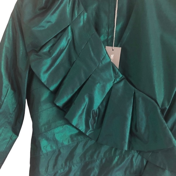 Worth Wintergreen Satiny Shiny Ruffled Blouse 2 - Picture 3 of 7